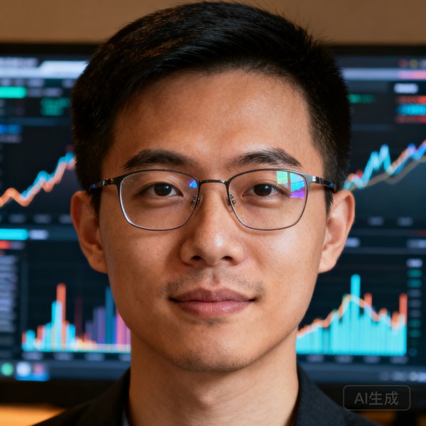 创始人Alex Chen，戴眼镜短发亚洲男性，背景为数据仪表盘